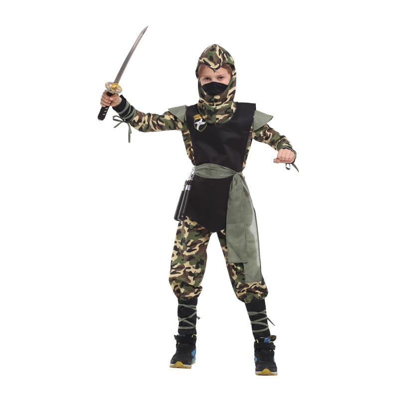 Amazon.co.jp: キッズ 迷彩服 子供 コスプレ衣装 忍者服セット 子供110